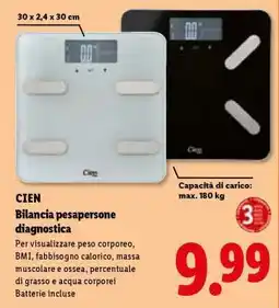 Lidl CIEN Bilancia pesapersone diagnostica offerta