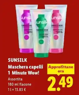 Lidl SUNSILK MASCHERA CAPELLI 1 MINUTE WOW offerta