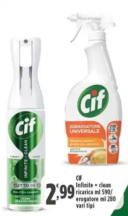 Rossotono Carrefour Cif Infinite + clean ricarica/ erogatore offerta