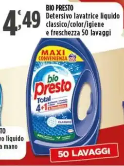 Rossotono Carrefour Bio Presto Detersivo lavatrice liquido classico/color/igiene e freschezza offerta