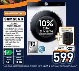 Unieuro Samsung Lavatrice offerta