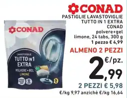 Spazio Conad Pastiglie lavastoviglie tutto in 1 extra conad offerta