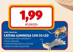 ALDI Home Creation catena luminosa con 50 led offerta
