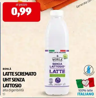 Bonlà latte scremato uht senza lattosio
