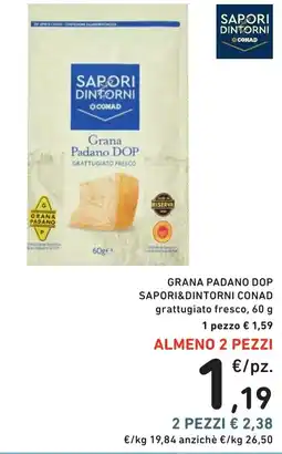 Spazio Conad Grana Padano DOP grattugiato fresco offerta