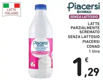Latte parzialmente scremato senza lattosio Piacersi Conad