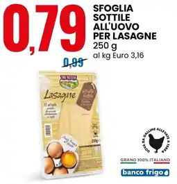 Eurospin Sfoglia sottile all'uovo per lasagne Tre Molini offerta