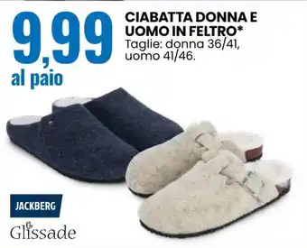 Ciabatta donna e uomo in feltro Jackberg