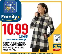 Eurospin Felpa pile lunga con cappuccio offerta