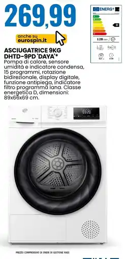 Eurospin Daya Asciugatrice DHTD-9PD offerta