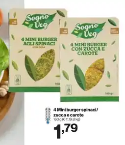 In'S Mercato Sogno Veg 4 Mini burger spinaci/zucca e carote offerta
