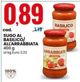 Eurospin SUGO AL BASILICO/ALL'ARRABBIATA offerta