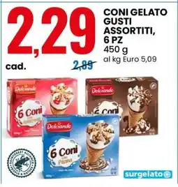 Eurospin CONI GELATO GUSTI ASSORTITI, 6 PZ offerta