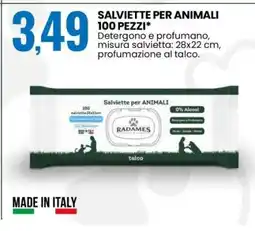 Eurospin SALVIETTE PER ANIMALI 100 PEZZI offerta