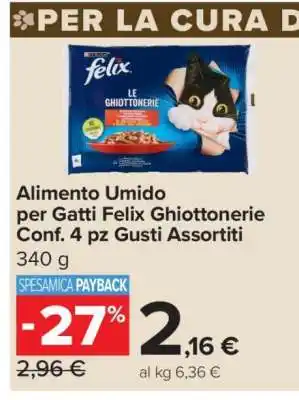 Alimento Umido per Gatti Felix Ghiottonerie Conf. 4 pz Gusti Assortiti