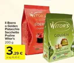 Carrefour Il Boero o Golden Pistacchio Sacchetto Praline Witor’s offerta