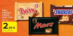 Carrefour Twix, Snickers o Mars Conf. 3 pz offerta