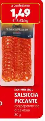 ALDI SAN VINCENZO SALSICCIA PICCANTE offerta