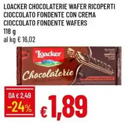 Galassia Loacker Chocolaterie Wafer Ricoperti Cioccolato Fondente con Crema offerta