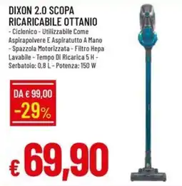 Galassia Dixon 2.0 Scopa Ricaricabile Ottanio offerta