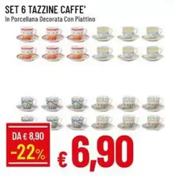 Galassia Set 6 tazzine caffè' in porcellana decorata con piattino offerta