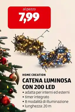 ALDI Home Creation catena luminosa con 200 led offerta
