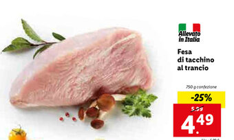 Lidl Fesa di tacchino al trancio 750g offerta