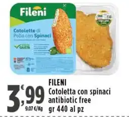Rossotono Carrefour Fileni Cotoletta con spinaci offerta