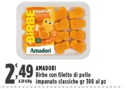Rossotono Carrefour Amadori Birbe con filetto di pollo impanato classiche offerta