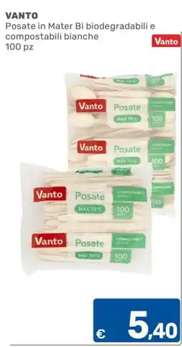 ARCA C+C cash and carry Posate in Mater Bi biodegradabili e compostabili bianche Vanto offerta