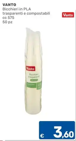ARCA C+C cash and carry Bicchieri in PLA Vanto offerta