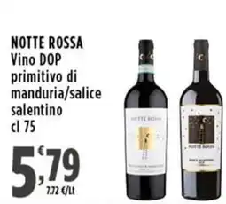 Rossotono Carrefour Notte Rossa Vino DOP primitivo di manduria/salice salentino offerta