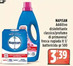 Rossotono Carrefour Napisan Additivo disinfettante classico/profumo di primavera/fresca rugiada offerta