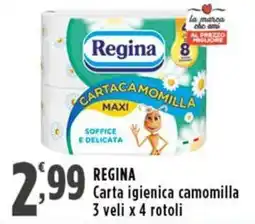Rossotono Carrefour Regina Carta igienica camomilla offerta