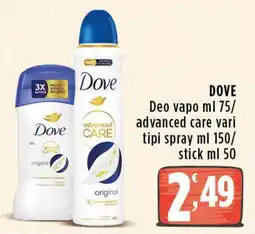 Rossotono Carrefour Dove Deo vapo advanced care offerta