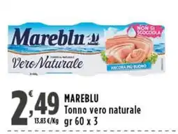 Rossotono Carrefour Mareblu tonno vero naturale offerta