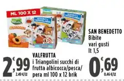 Rossotono Carrefour Valfrutta i Triangolini succhi di frutta albicocca/pesca/pera offerta
