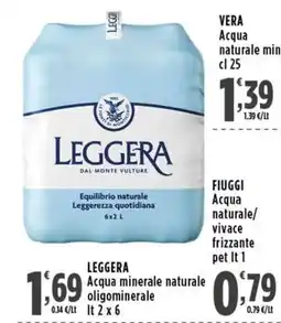 Rossotono Carrefour Leggera acqua minerale naturale oligominerale offerta