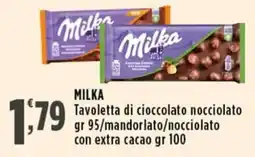 Rossotono Carrefour Milka Tavoletta di cioccolato nocciolato offerta