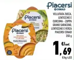 Conad Superstore Vellutata zucca lenticchie e curcuma zuppa grano saraceno lenticchie e verza Piacersi Conad offerta