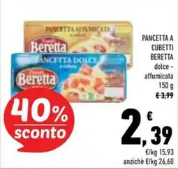Conad Superstore Pancetta a cubetti Beretta dolce - affumicata offerta