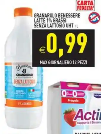 Granarolo Benessere latte 1% grassi senza lattosio UHT