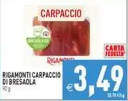 Supermercati Agorà Rigamonti carpaccio di bresaola offerta