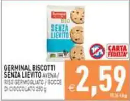 Supermercati Agorà Germinal biscotti senza lievito avena / riso germogliato / gocce di cioccolato offerta
