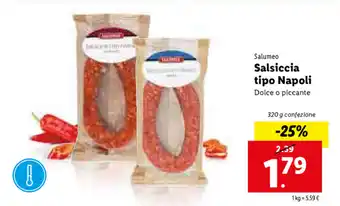 Lidl Salsiccia tipo Napoli 320g offerta