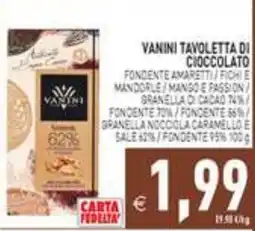 Iperfamily Vanini Tavoletta di Cioccolato offerta
