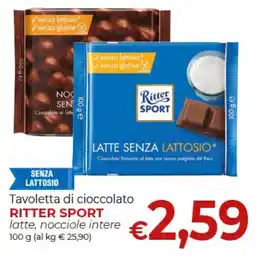 Supermercati Nonna Isa Tavoletta di cioccolato RITTER SPORT latte, nocciole intere offerta