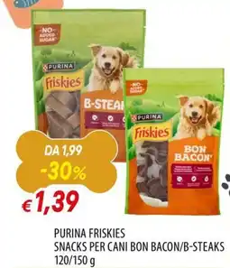 IperFamila Purina Friskies snacks per cani bon bacon/b-steaks offerta