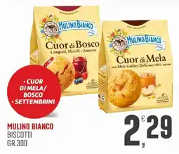 Maxipiù Mulino Bianco biscotti cuor di mela/bosco offerta