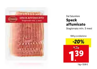Lidl Speck affumicato 100g offerta